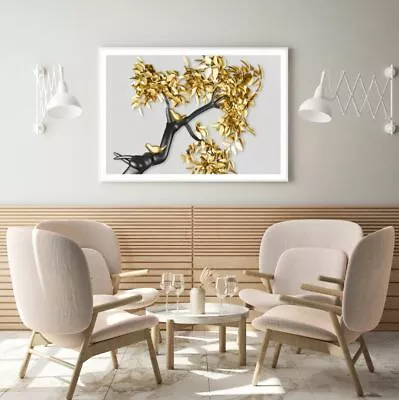 $12.90 • Buy Golden Birds & Tree 3D Design Print Premium Poster High Quality Choose Sizes