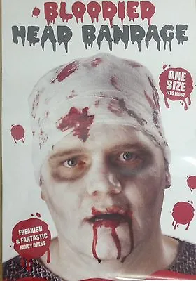 Halloween Bloodied Head Bandage Zombie Bloody Blood Hat Gory Fancy Dress Costume • £3.49