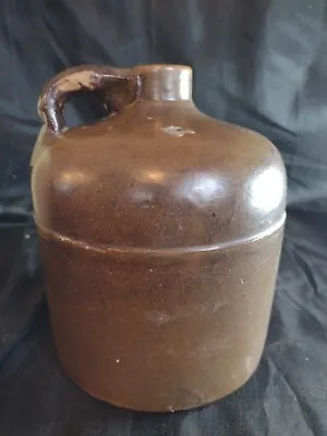 Antique Unique All Brown Macomb Pottery Co Stoneware Crock Jug 1/2 Gal Macomb IL • $45