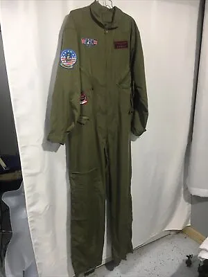 Adult Top Gun Flight Jumpsuit Military Maverick Goose Costume SIZE XL • $68.59