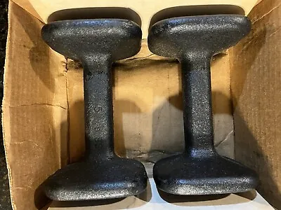 Vintage MCM Ballard Cast Iron Dumbbells 2-5lb Total 10 Pounds NOS RARE! • $30