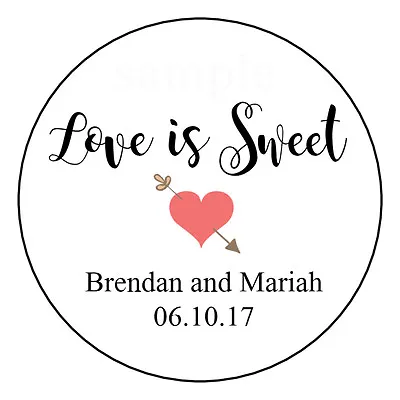 LOVE IS SWEET Personalized Wedding Shower Favor Candy Buffet Sticker Labels  • £7.66