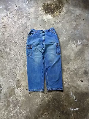 Vintage MAC Sport Jeans Mens 38 X 34 Blue Denim Cargo Pants Pockets Wide • $15.99