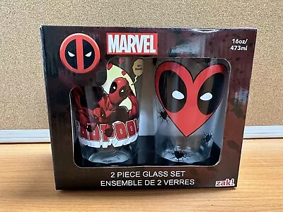 Marvel Deadpool Collector Series Glass 2 Pack Heart/Valentines Edition NOS • $20