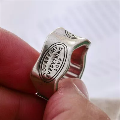 Silver Letter Engraved Elegant Ring Adjustable Love Rings Men Women Jewelry Gift • $3.69