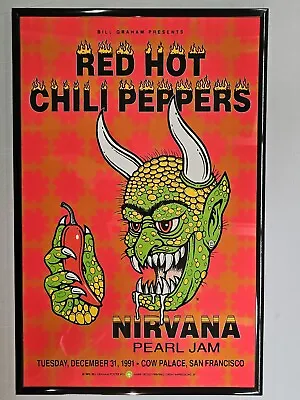 Red Hot Chili Peppers Nirvana Pearl Jam 1991 CA Concert Poster 11 X 17 Framed • $21.99