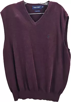 Polo Golf Ralph Lauren Sweater Men's Large Sleeveless Burgundy Red Sweater Vest • $19.99