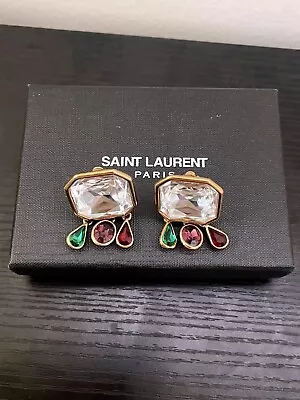 Rare 1980's YSL Yves Saint Laurent Rive Gauche France Gripoix 1.5” Clip Earrings • £456.07