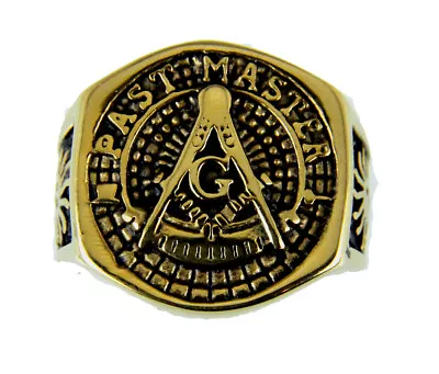 T54 Past Master Rocker Ring Masonic Blue Lodge Mason Noble Square Compass • $24