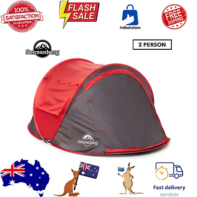 $35.79 • Buy Camping HikingTent 2-Person Pop-Up Tent Sonnenberg Grey/Red Outdoor Shelter