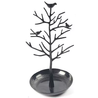 Black Jewellery Tree Stand Vintage Birds - Organiser Rack Tower Display TRIXES • £14.99