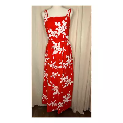Vintage 1960s Malia Honlulu Hawaiian Resort Retro Floral Wiggle Maxi Dress M • $130