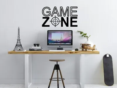 Game Zone - Design Gaming Shot Aiming Bedroom Home Wall Art Decal Vinyl Sticker • £3.49