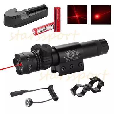 Tactical Red Laser Sight Rifle Dot Gun Scope Picatinny Rail Barrel Mount Switch • $15.59