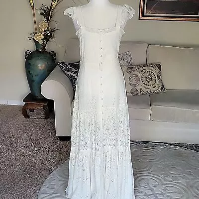 Veronica Beard Aislin Eyelet Tiered Maxi Dress Size 8 • $269