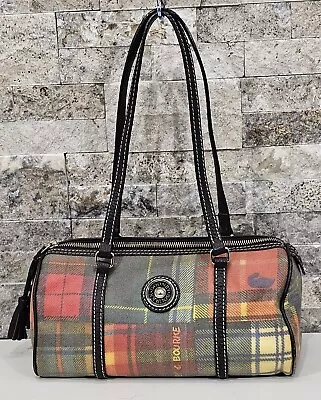 Dooney And Bourke Vintage Barrel Shoulder Bag Y2K Plaid Signature Duck Retro • $48.99