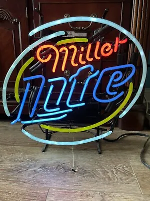 $330 • Buy Vintage Original Fallon Neon USA Miller Lite Beer Neon Sign Man Cave W/ Dimmer