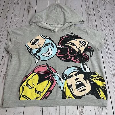 Marvel Avengers Graphic Hoodie Hooded Sweatshirt Sleeveless Womens Large Gray • £14.20