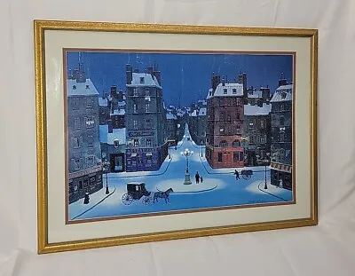 MICHEL DELACROIX 34 X 25  Signed Lithograph “Nuit En Decembre 2008” Matte/Frame • $800