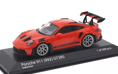 1:43 MINICHAMPS 2023 PORSCHE 911 992 GT3 RS Red Silver Rims LE 500 Pcs. • $69.99