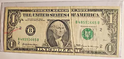 1969 $1 One Dollar Federal Reserve Note (New York) - Major Gutter Fold Error BN • $124.50