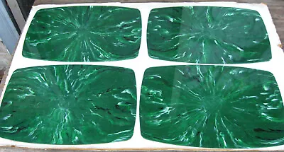 4 Space Age Modern Green Marbleized Plexiglass Place Mats • $39.95
