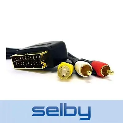 1.5m ISIX SCART To SVHS S-Video & 2RCA Stereo Audio AV Cable Gold Plated • $10