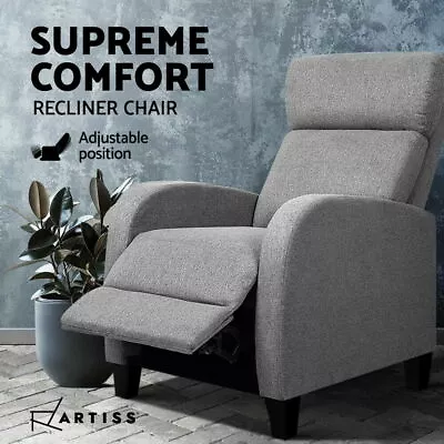 $243.33 • Buy Artiss Recliner Chair Luxury Sofa Lounge Armchair Padded Linen Fabric Couch Grey