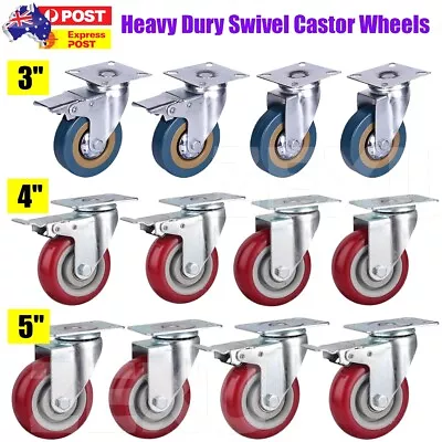 4Pcs/Set Heavy Duty 3  4  5  Castor Wheels Swivel/Brake Trolley Furniture Caster • $7.99