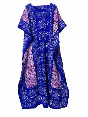 $14.12 • Buy Blue-Long-Kaftan-dress-Hippy-Boho-Maxi-Plus-Size-Women-Caftan-Tunic-Dress-Night