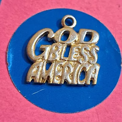 Sterling Silver Vintage Bracelet Charm    D68  God Bless America • $5