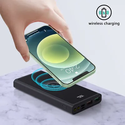 15W Qi Wireless Fast Charging Power Bank 900000mAh Portable USB Battery Charger • $20.98