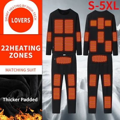 Winter Heated Jacket Underwear Suit USB Battery Electric Heating Warm Tops Pant • $95.86