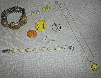 $12.95 • Buy Baseball Softball Jewelry Fashion Costume Jewelry Yankee Charm Earrings Lot