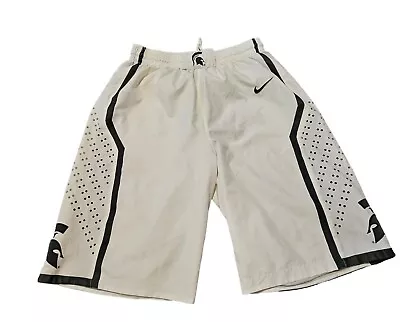 Nike Dri-Fit Michigan State Spartans Basketball Long Shorts White Mens Size S • $29.99