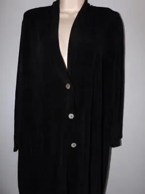 Vikki Vi Black Slinky Buttons 3/4 Sleeve Collar Top Size 1x • $15.65