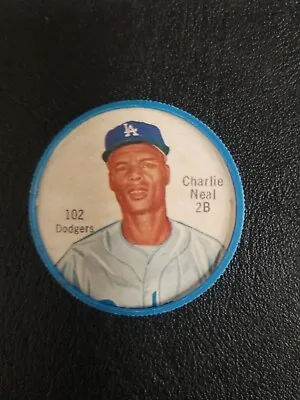 1962 CHARLIE NEAL Baseball COIN Salada Tea LOS ANGELES DODGERS MLB #102 200 Back • $5.75