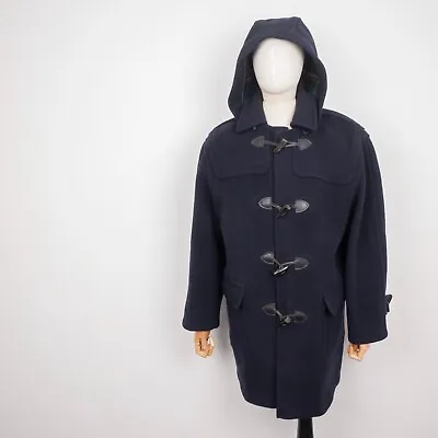 GLOVERALL X Harrods Men's Navy Blue Hooded Wool ENGLAND Duffle Coat Size 40 50 L • $99.99