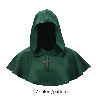 Medieval Hooded Wicca Pagan Cowl Hood Halloween Fancy Dress Hat Various Colors • $12.99