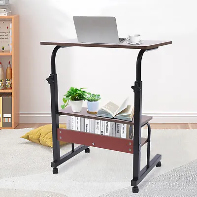 Adjustable Mobile Sofa Side Table Laptop Table Book Desk Cart Tray With Wheels • $34.78