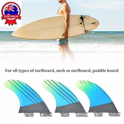 3PCS Fiberglass FCS2 Surfboard Tail Fin Blue Green Gradient Surfing Accessory AU • $75.99