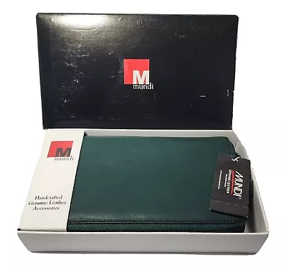 NEW GENUINE LEATHER Mundi GREEN WALLET Women's Travel Organizer Hand Purse Box • $22.95