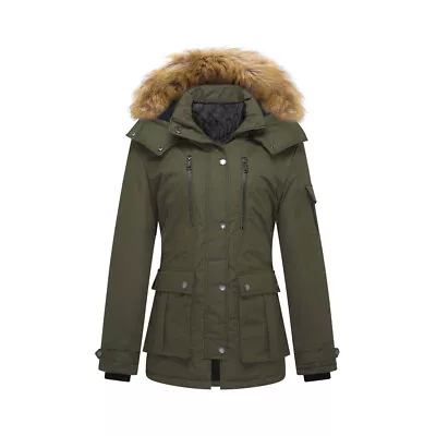 Womens Winter Warm Fluffy Jacket Faux Fur Quitled Padded Puffer Coat Outwear UK • £18.59