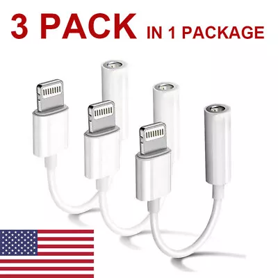 3 PACK For IPhone Headphone Adapter Jack 8Pin To 3.5mm Aux Cord Dongle Converter • $6.37