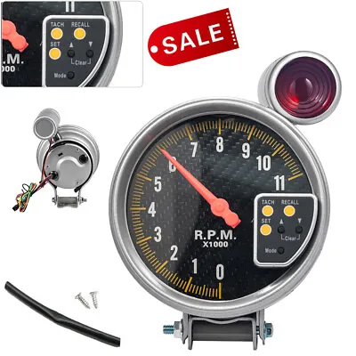 5  Carbon Style Face Tachometer Tach Gauge+Shift Light 11K Rpm Durable • $33.92