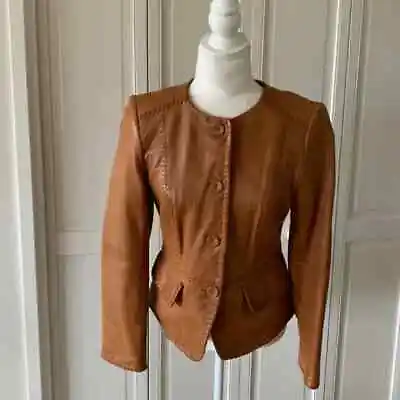 Ellen Tracy Braided Cropped Leather Jacket - Size 4 • $85