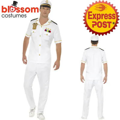 CA418 Mens White Sailor Captain Costume Navy Officer Uniform Sea Marine Outfit • $36.39
