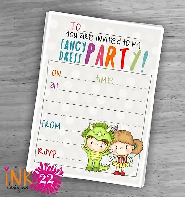 Cute Kids Invitations Pack 'Fancy Dress Costume Party' Birthday Party X10 • £2.85