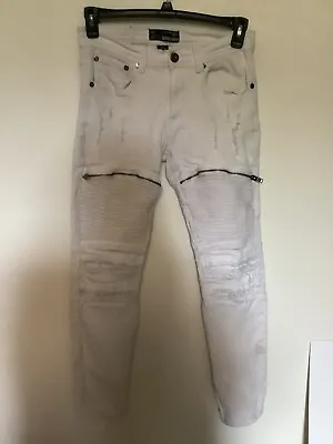 Bleecker & Mercer Men's All White Cotton Zipper Jeans Size 30x32 • $14