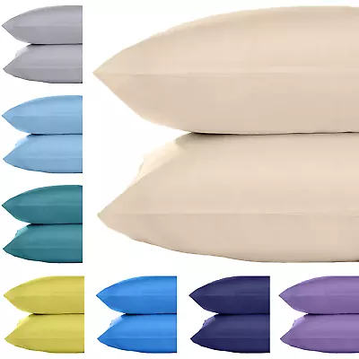 Pack 4 Luxury 100% Egyptian Cotton 400 TC Housewife Pillowcases Bed Pillow Cases • £11.99